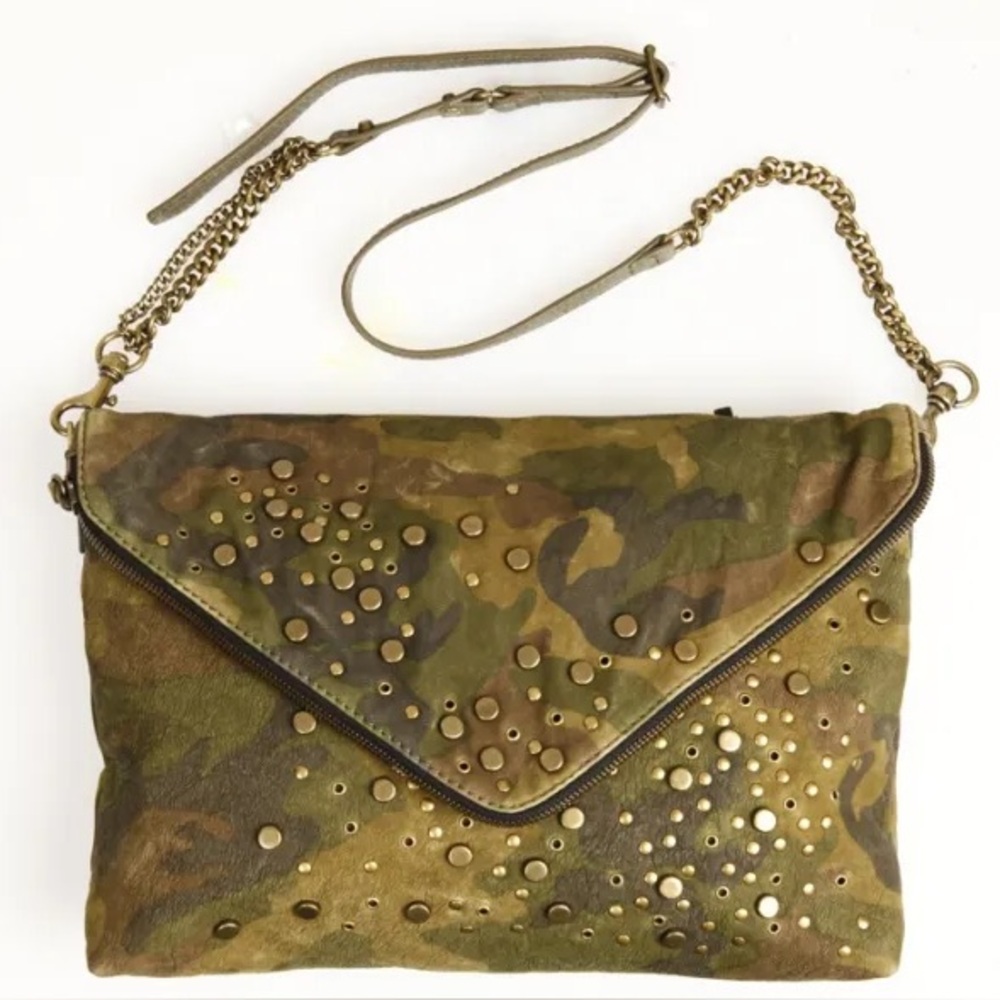 J. Crew Brown Clutch with Studded Details